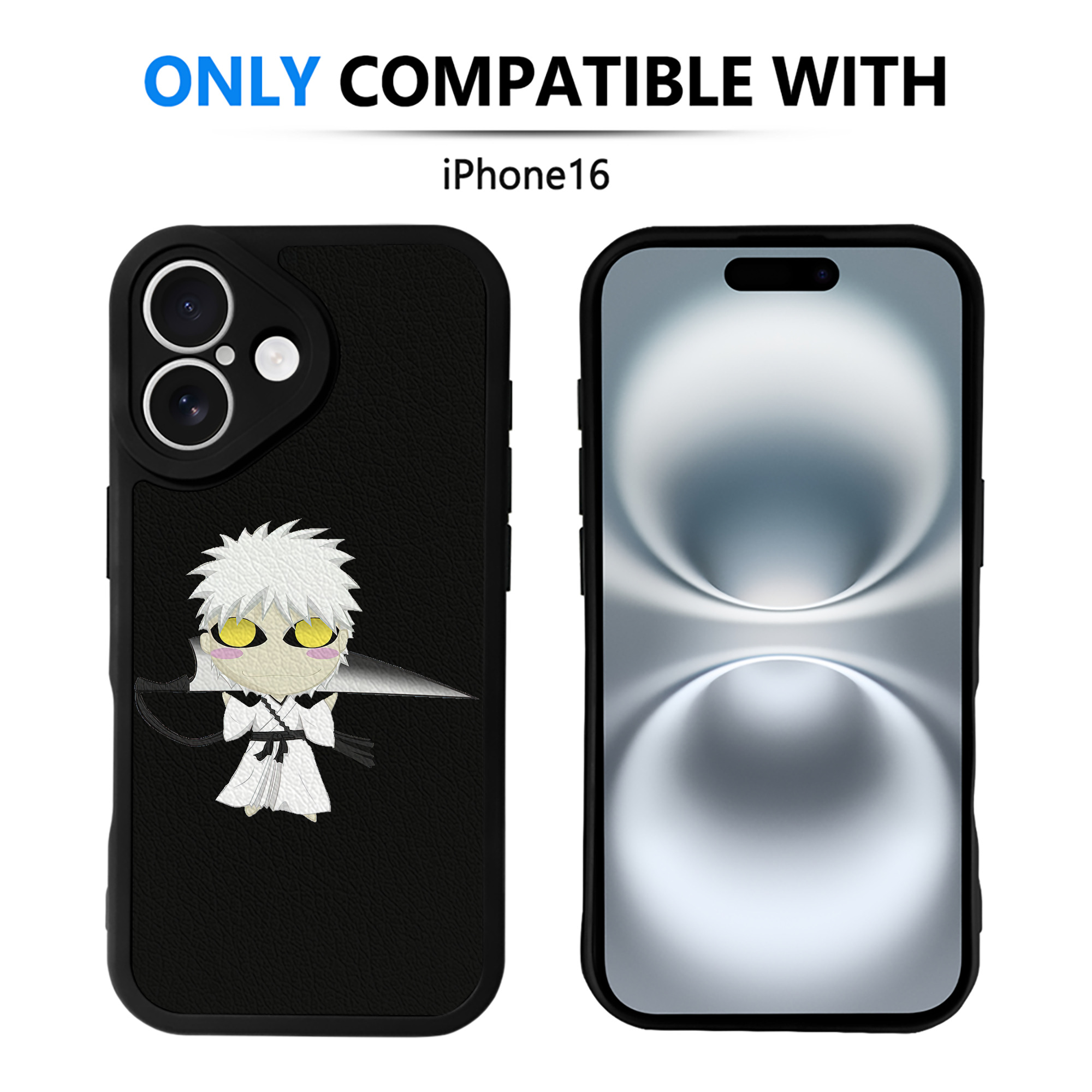 ブリーチ 黒崎一護（くろさき いちご）BLEACH Kurosaki Ichigo 【iPhone 16シリーズ対応】シリコンスマホケース（レザー調） 材質：シリコン